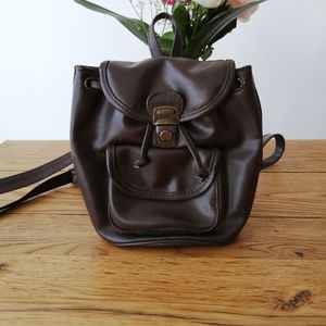 Brown leather small backpack